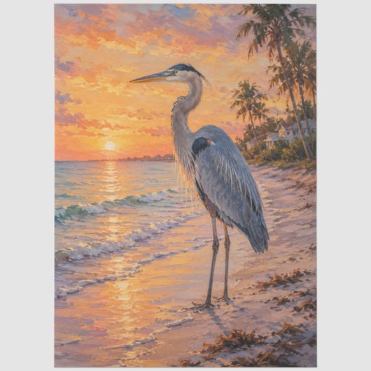 Grauer Reiher Sunset Beach Seidenpapier (Vorderseite)