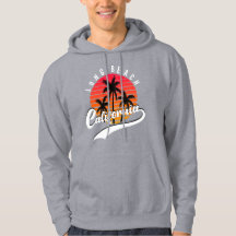 Grauer Retro-Sonnenuntergang und Palmen-Hoodie