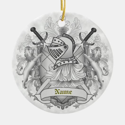 Grauer Ritter Familienwappen Name Keramik Ornament (Vorne)