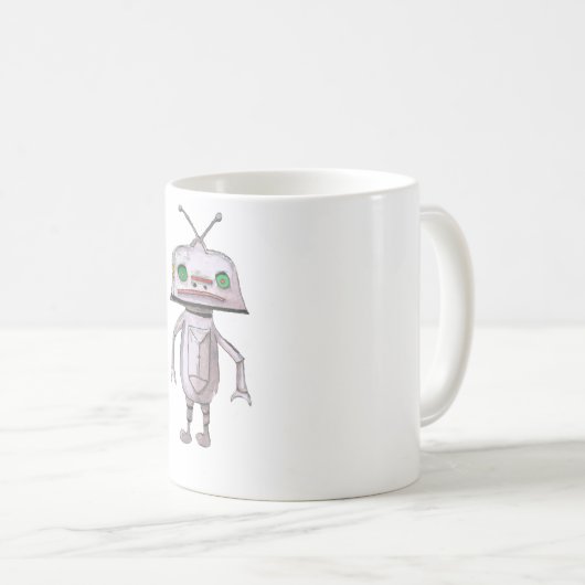 Grauer Roboter 11-Unze-klassische weiße Tasse (VorderseiteRechts)