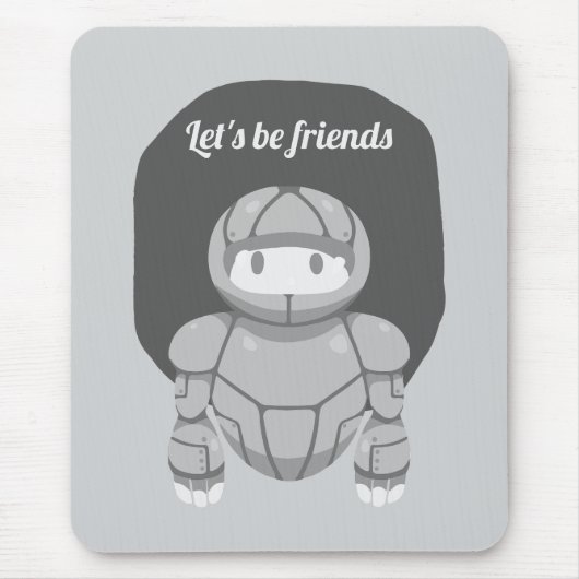 Grauer Roboter auf Grau ist freundlich Mousepad (Vorne)