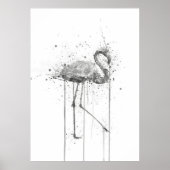 Grauer Rosa Flamingo Poster (Vorne)