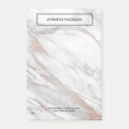 Grauer rosa Rosen-Goldfolien-Marmor | NAME + Post-it Klebezettel