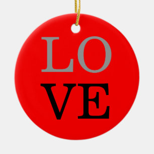 Grauer roter Hintergrund Liebe Hochzeit  Keramik Ornament