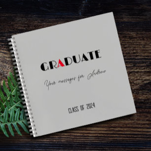Grauer, roter Script-Abschluss Notizblock