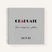 Grauer, roter Script-Abschluss Notizblock (Vorderseite)