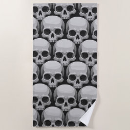 Grauer Schädel - Minimalistisches Gothic Design Strandtuch