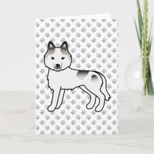 Grauer Schecke Siberian Husky Süßer Cartoon-Hund Karte