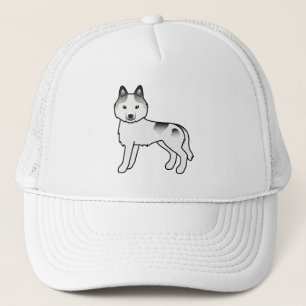 Grauer Schecke Siberian Husky Süßer Cartoon-Hund Truckerkappe