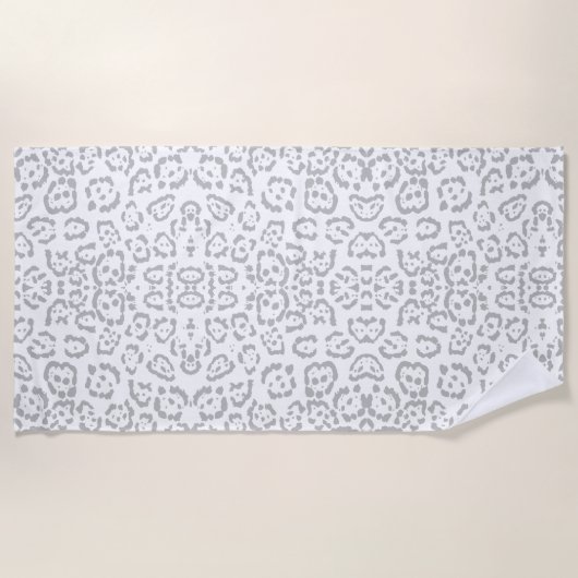 Grauer Schnee-Leopard-Katzen-Tierdruck Strandtuch (Vorderseite)