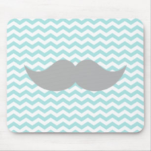 Grauer Schnurrbart-aquamariner Zickzack Mousepad