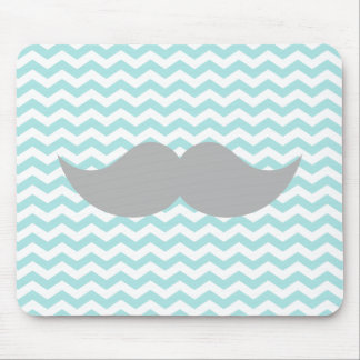 Grauer Schnurrbart-aquamariner Zickzack Mousepad