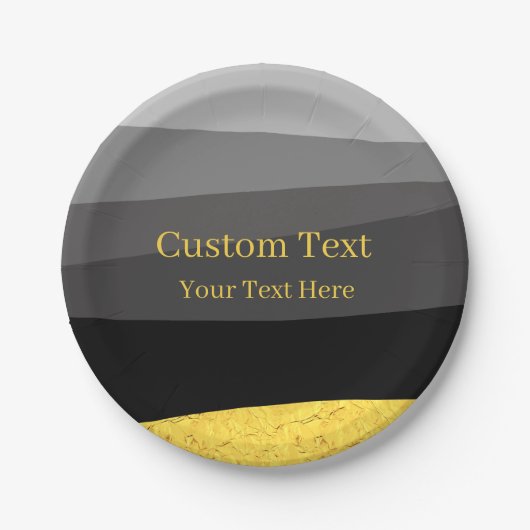 Grauer Schwarz-Gold-Klassiker Design Benutzerdefin Pappteller (Vorderseite)