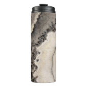 Grauer Schwarz-weißer Edelstein Thermosbecher (Vorderseite)