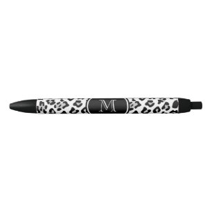 Grauer schwarzer Leopard-Tierdruck mit Monogramm Kugelschreiber