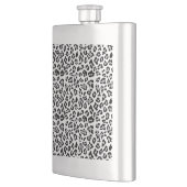 Grauer schwarzer Leopard-Tierdruck-Muster Flachmann (Links)
