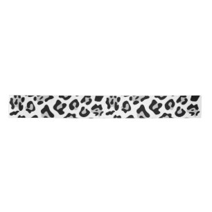 Grauer schwarzer Leopard-Tierdruck-Muster Satinband