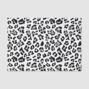 Grauer schwarzer Leopard-Tierdruck-Muster Seidenpapier
