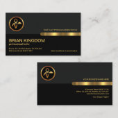 Grauer schwarzer Retro-Columns-Gold-Line-Butler Visitenkarte (Vorne/Hinten)