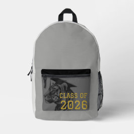 Grauer schwarzer Tiger-Abschlussrucksack Bedruckter Rucksack