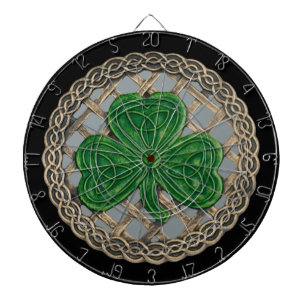Grauer Shamrock auf keltischen Knoten Dart Board Dartscheibe