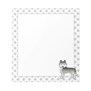 Grauer Siberian Husky Süßer Cartoon-Hund Notizblock