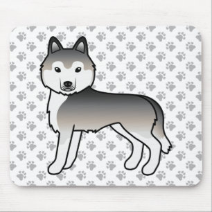 Grauer sibirischer Husky Niedlich Cartoon Dog Mousepad