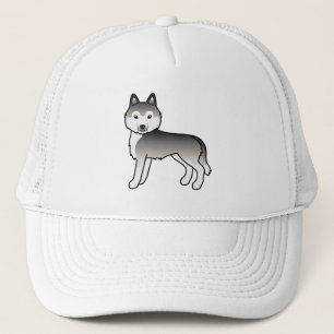 Grauer sibirischer Husky Niedlich Cartoon Dog Truckerkappe