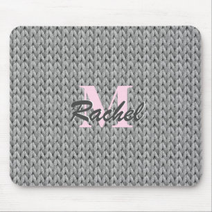 Grauer Spinnstoff-Maus mit Monogramm Mousepad