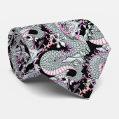 Grauer Splash Dragon auf Pink Krawatte (Gerollt)