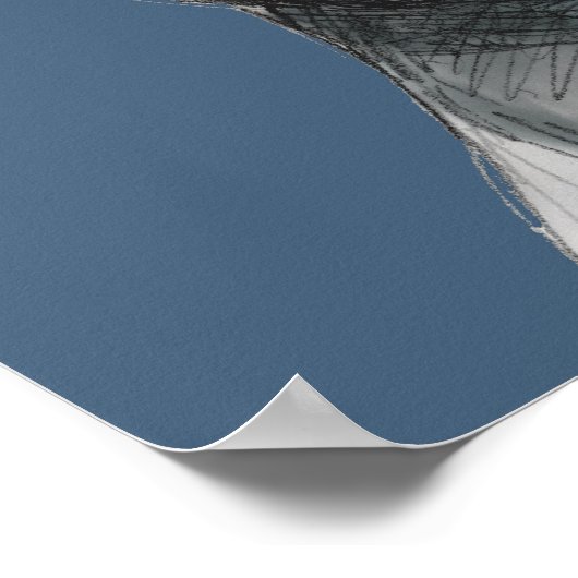 Grauer Stalky Pit Bull Dog Zeichnend Poster (Ecke)