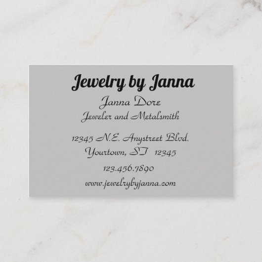 Grauer Stein mit Glitzer- und Perlenschmuck Visitenkarte (Rückseite)