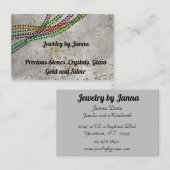 Grauer Stein mit Glitzer- und Perlenschmuck Visitenkarte (Vorne/Hinten)