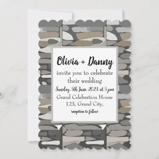 Grauer Stein Muster Hochzeitseinladung Einladung (Vorderseite)