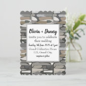 Grauer Stein Muster Hochzeitseinladung Einladung (Stehend Vorderseite)