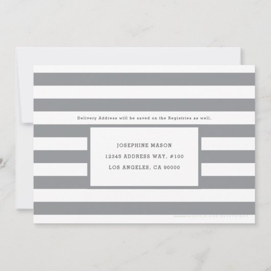 Grauer Streifen Light Blue Boy Virtual Baby Dusche Einladung (Rückseite)