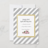 Grauer Streifen mit blumenvergoldetem Glitzer - ne RSVP Karte (Rückseite)