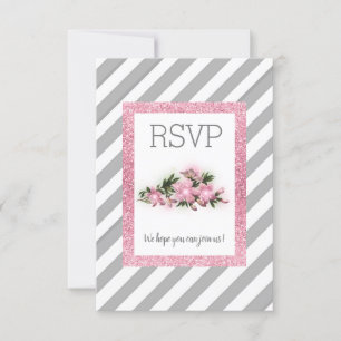 Grauer Streifen mit rosa Glitzer Streifen Rsvp-Kar RSVP Karte