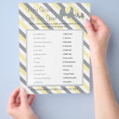 Grauer Streifen und Gelb Elephant Baby Shower Game Flyer (Hand)