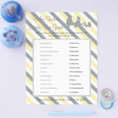 Grauer Streifen und Gelb Elephant Baby Shower Game Flyer (Einzeln)