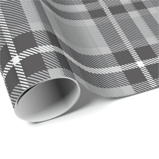 Grauer Tartan Geschenkpapier (Rolleneckpunkt)