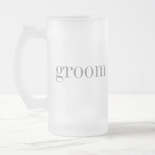 Grauer Text-Bräutigam Mattglas Bierglas (Links)