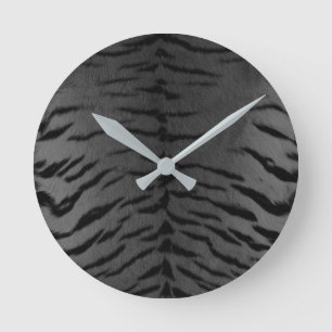 Grauer Tigerhautdruck Runde Wanduhr