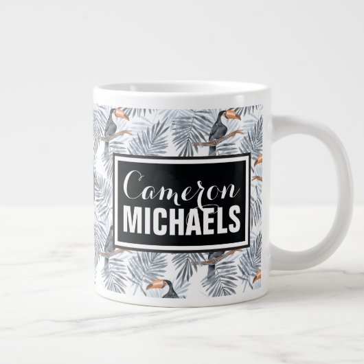 Grauer Toukan| Name hinzufügen Jumbo-Tasse (Rechts)