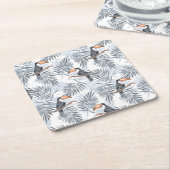 Grauer Toukan Rechteckiger Pappuntersetzer (angewinkelt)