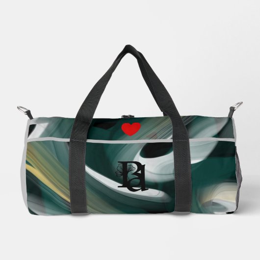 Grauer Trend für kleine Duffel Abstraktes Grünes G Duffle Bag (Vorderseite)