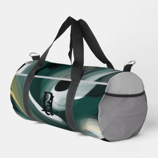 Grauer Trend für kleine Duffel Abstraktes Grünes G Duffle Bag (Rechte Ecke)