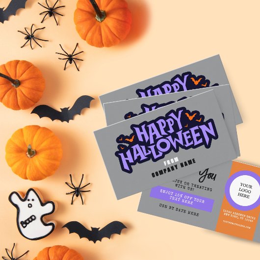 Grauer Trunk oder Halloween-Coupon der Leckerei Visitenkarte