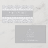 Grauer u. weißer Damast Visitenkarte (Vorne/Hinten)