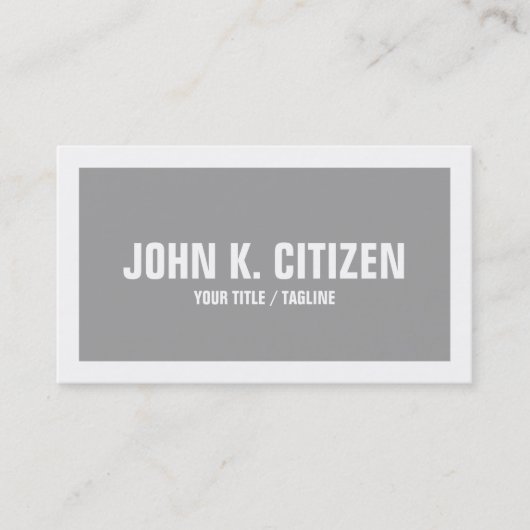 Grauer u. weißer mutiger Text-breite Visitenkarte (Vorderseite)